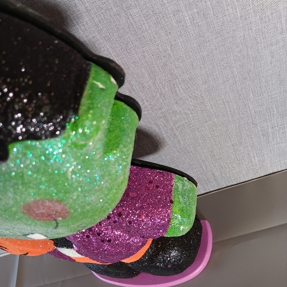 Halloween Frankenstein 12.25” Prop Decor Figure Hard Foam Glittered Pumpkin Goth - Picture 4 of 11